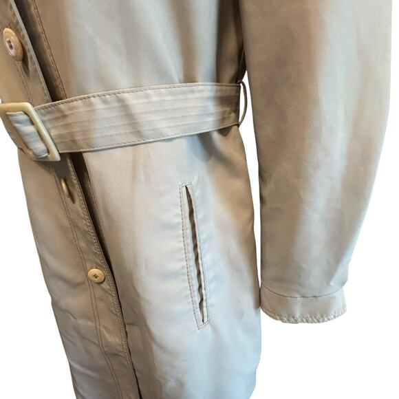 London Fog Womens VTG Trench Coat 8 Reg USA Jacket Zip Out Fur Lining & Belt - Picture 10 of 16